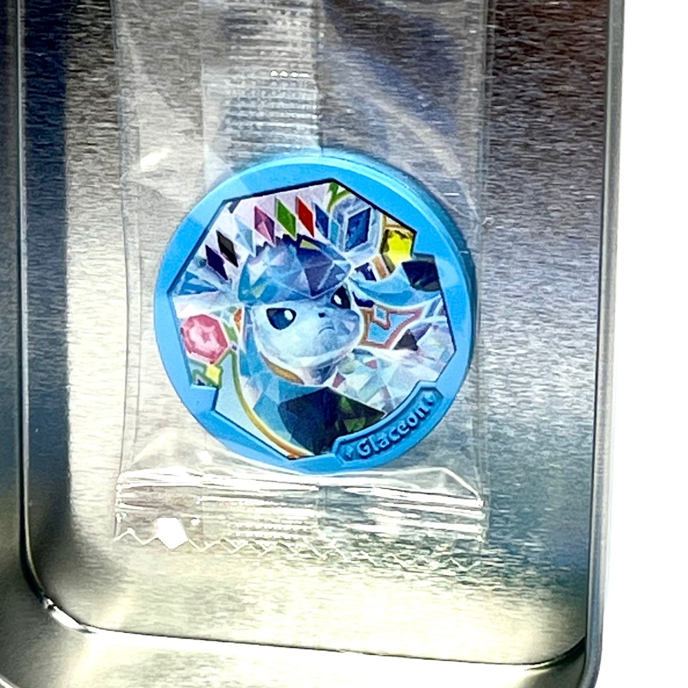 Pokemon TCG Glaceon Terastal Mini Tin with Sealed Glaceon Coin Blue Collectible - Picture 3 of 7